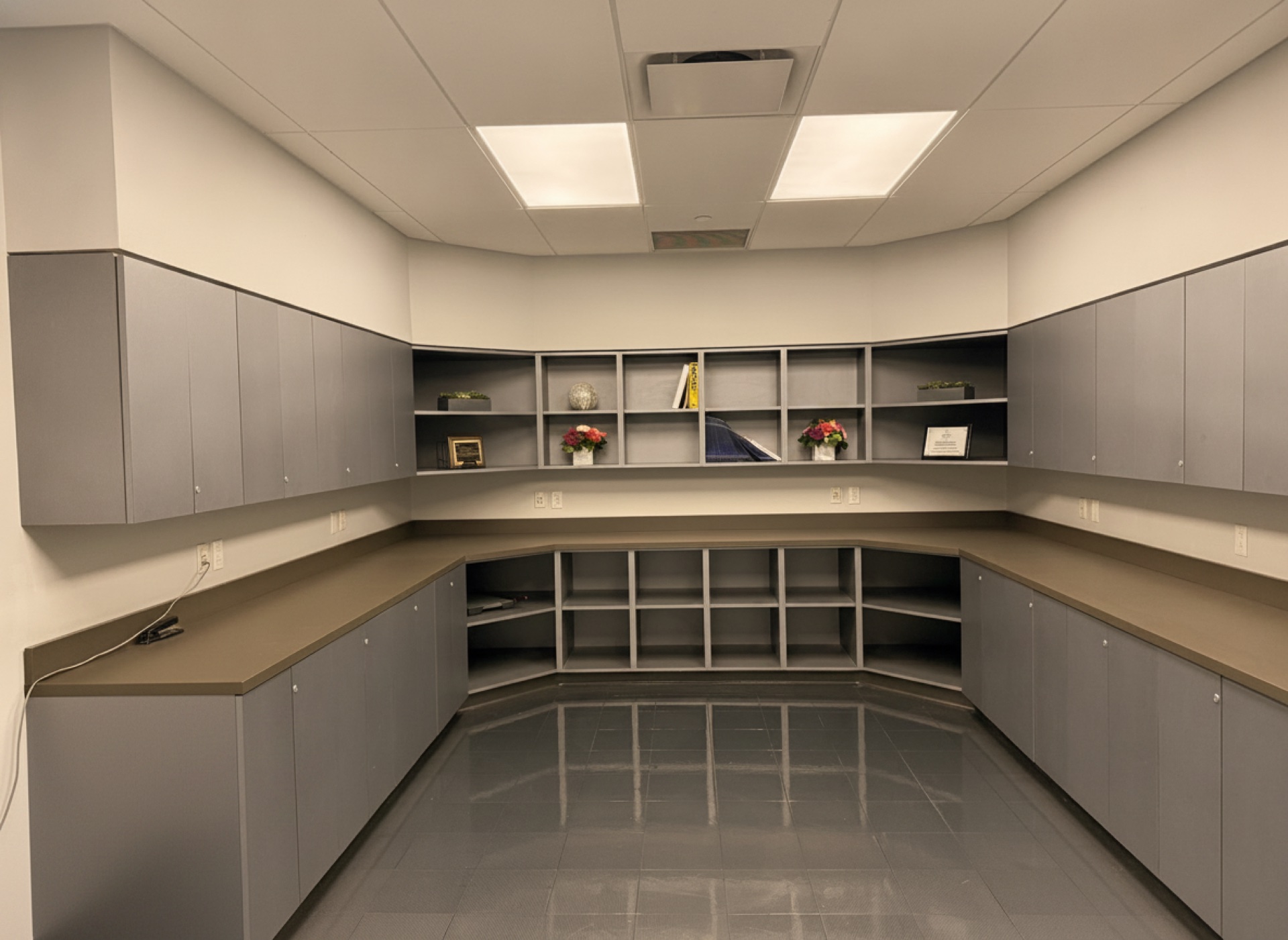 The catering serving counter and shelving