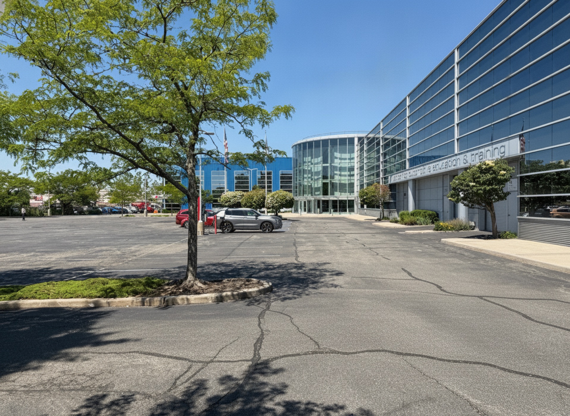 The entrance approach with landscaping